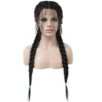 Braided Straight Lace front  for Black Women Perruque Full Lace Cheap Human Wigs 100% Human Hair