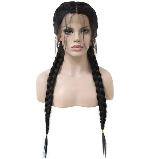 Braided Straight Lace front  for Black Women Perruque Full Lace Cheap Human Wigs 100% Human Hair