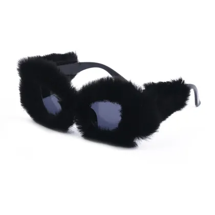 Handmade Oversized Cateye Fur Velvet UV400 Women's Sunglasses
