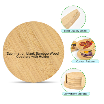 Subbank Wholesale Sublimation Bamboo Coasters with Holder