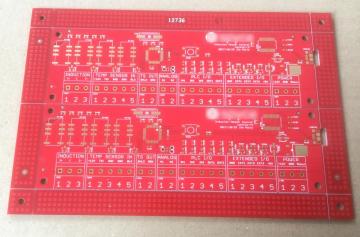 2 layer PCB with  red solder