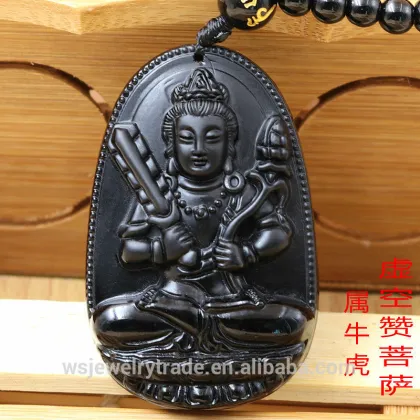 Crystal Necklace guardian angel Imitation of obsidian