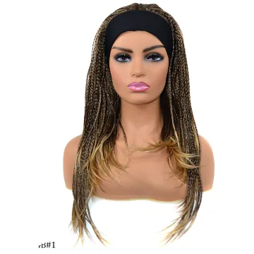 Wholesale 18 Inch Long High Quality Ombre Color  Afro Braided Wigs Perruque Synthetic Wigs With Highlights For Black Women