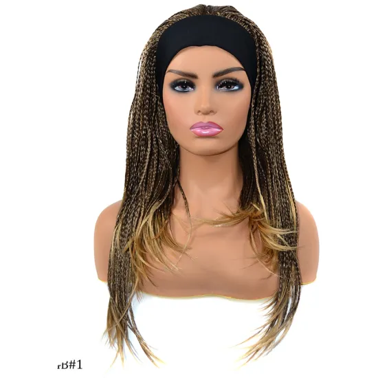 Wholesale 18 Inch Long High Quality Ombre Color  Afro Braided Wigs Perruque Synthetic Wigs With Highlights For Black Women