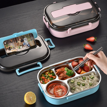 Sealed Leakproof Stainless Steel Bento Lunch Box with Cutlery and Large Capacity Insulation Design