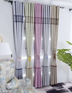 Wholesale Hot Selling Jacquard Embossed Printed Stripe Blackout Curtains for The Living Romm Home Decor