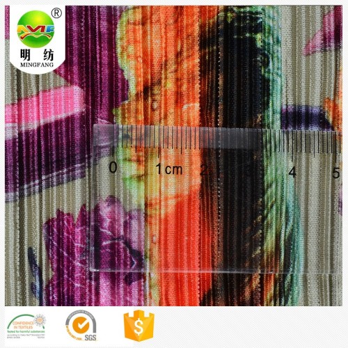 Custom Printing Wholesale 100% polyester print pleated tulle knitted fabric Manufactory