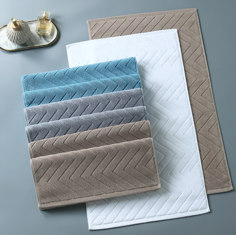 Cotton Jacquard Non Slip Bath Mats For Bathroom