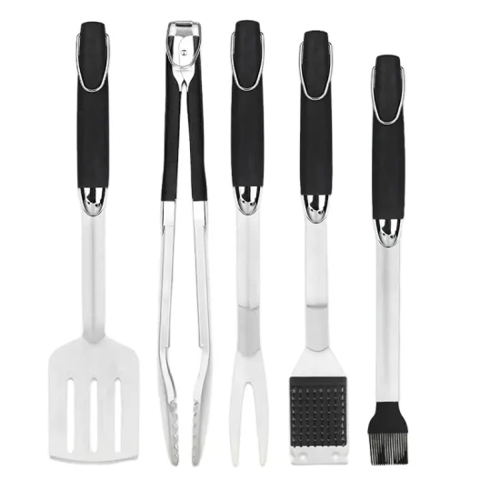 Thick Stainless Steel BBQ Grill Utensil Set - 3 Pieces (Spatula, Fork, Tong) Gift for Men Women