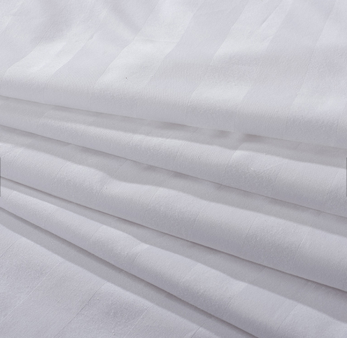 Wholesale Striped White Hotel Flat Sheet