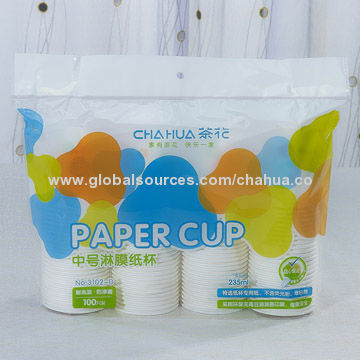 Disposable Paper Cups for Picnic and Buffet Use, 235mL, Made of PE Drench Film Paper Material