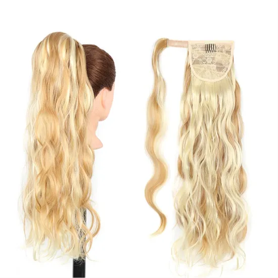 Hot Selling Factory Price For Black Women Crystal Hair Ponytails Wrap Around Clip In Hairpieces Synthetic Ponytail Extensions