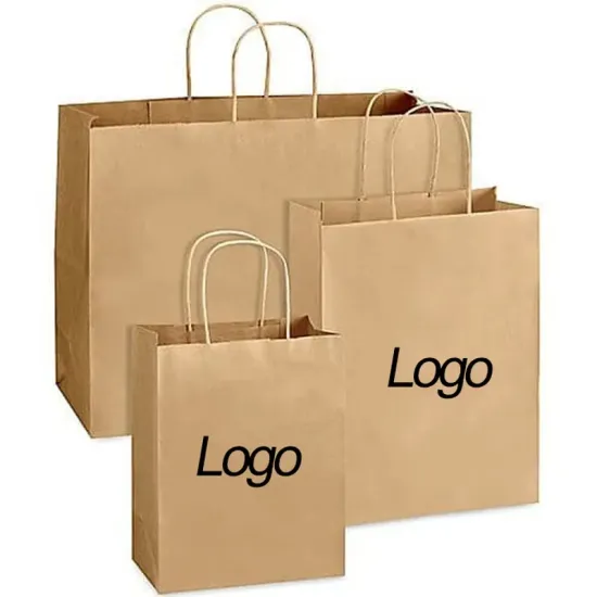 Brown Kraft Paper Bags with Logo Print - Food Takeaway Packaging Bags