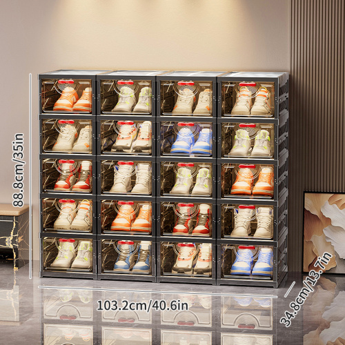 Elegant Retro Black Shoe Cabinet with Hidden Storage