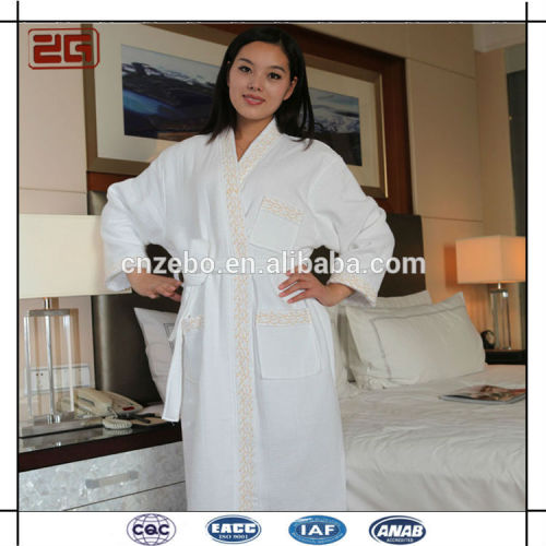 Fashionable Luxury Waffle Shawl Collar Style Hotel Quality Women Bath Robe