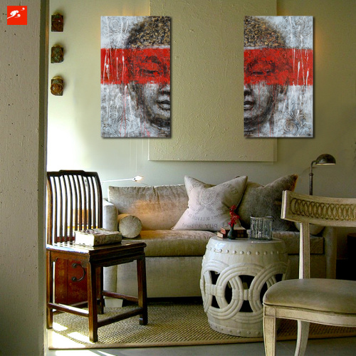 Gentle Buddha Wall Art Handmade Oil Painting Set