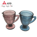 ATO Machine Embossed Glass Tumbler Blue Drinking Glass