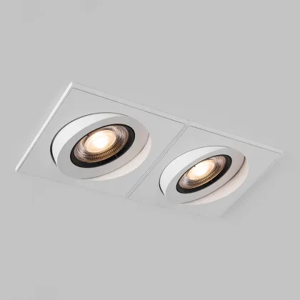 Square Nordic Indoor IP21 LED Downlight - 2X30W Recessed Adjustable Commercial Double Head
