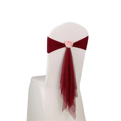 Lavender Pre-Tied Spandex Chair Sash with Flower