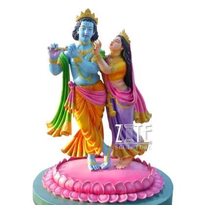 Outdoor garden resin sculpture fiberglass krishna and radha statue