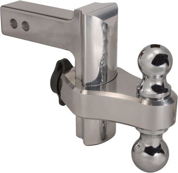 8-inch Premium Adjustable Aluminum Hitch with Dual Hitch Balls and Receiver Lock in Polished Aluminum