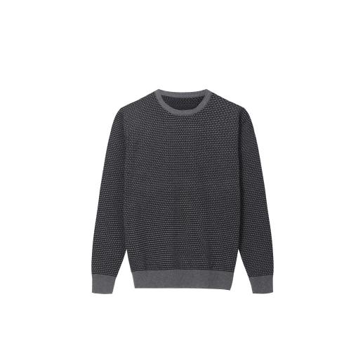 Men's Knitted Jacquard Rectangle Crew-Neck Pullover