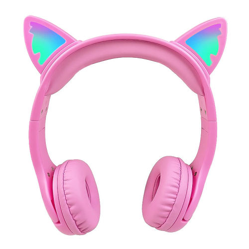 Fon kepala kanak -kanak Bluetooth yang bergaya dengan alat dengar muzik kucing kad TF