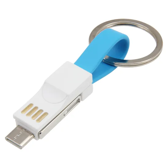 Yijiashishang Mini 3 in 1 USB Magnetic Keychain Data Charger Cable For iPhone Micro Usb Type C