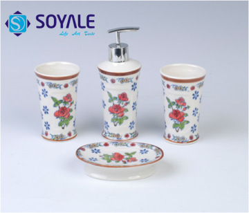 2015 Flower Design New Ceramic Bathroom Accessories Set