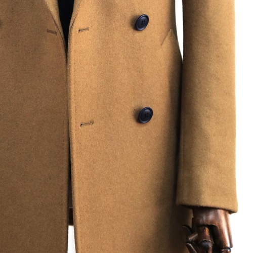Brown Wool Long Overcoat with Shawl Lapel