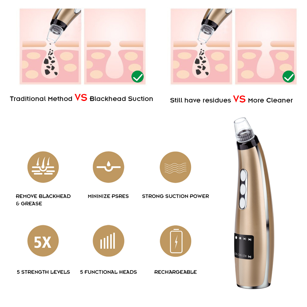 Pore Vacuum Removal Nose Blackhead Remover T Zone Face Acne Pimple Vacuum Suction Machine Facial Clean Professional Tool Beauty