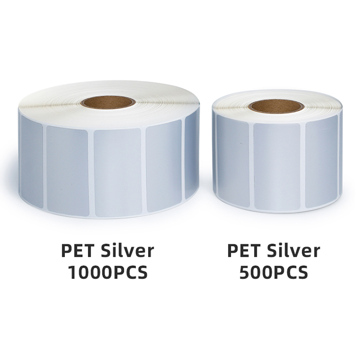 50x25mm matt sliver PET film label sticker