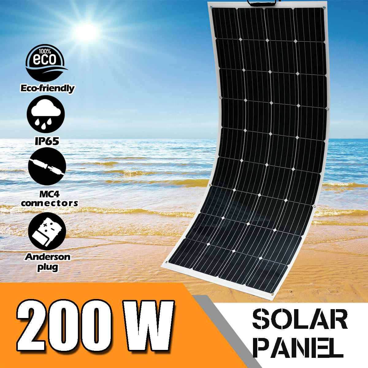 Flexible Solar Panel 200W Panels Solar Cells Module DC for Car RV Boat Home Vans Camping 12V 24V Outdoor Solar Battery Charger