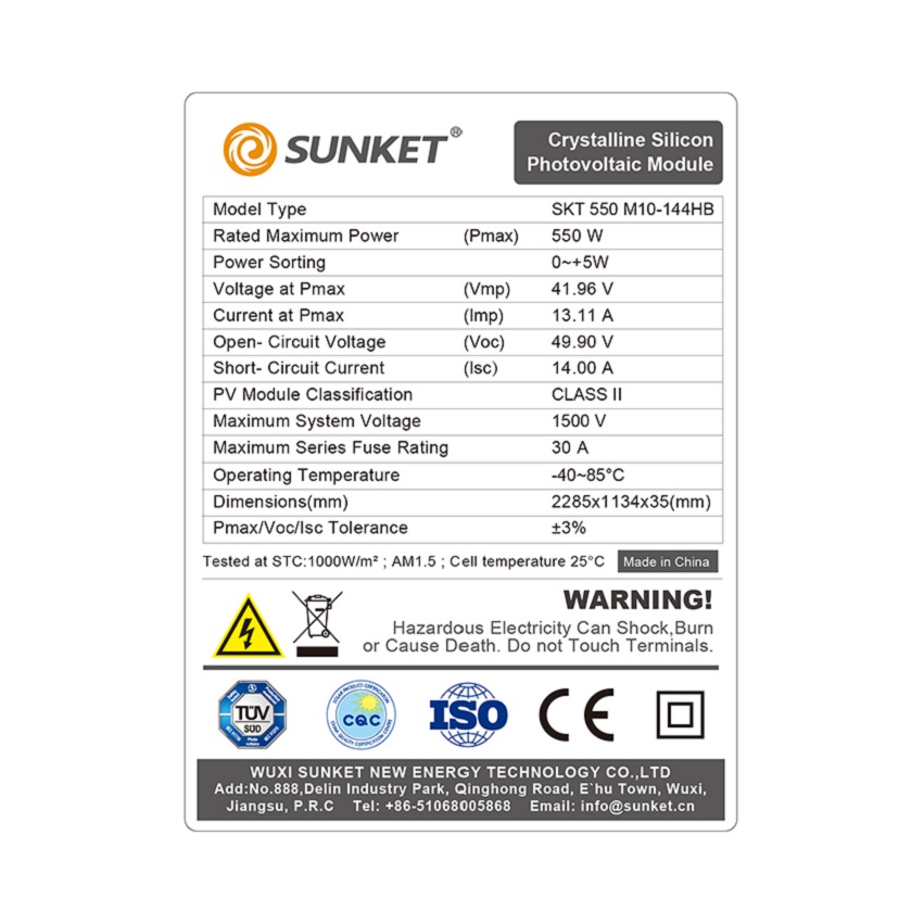 Painel solar Mono 550W em comparação com JA