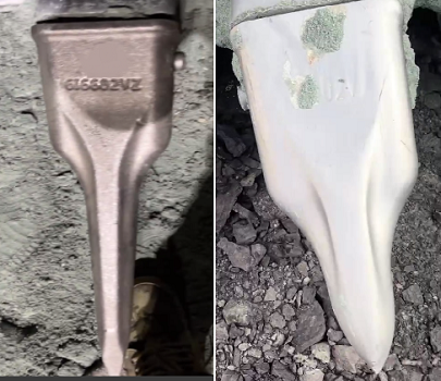 Pictures of competitor’s bucket teeth before and after use