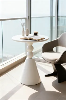 Modern Minimalist White Round Coffee Table