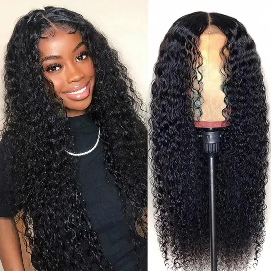 13X4 Water Wave Human Hair Wigs Lace Front Glueless 4x4 Closure Wig Brazilian Deep Curly Transparent Lace Frontal Wig with Baby
