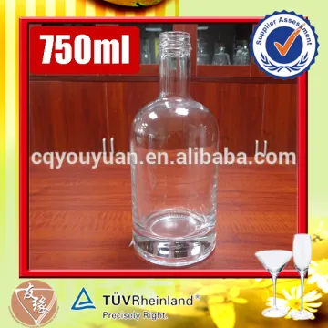 75cl alcoholic cork lid screw cap clear glass boston white glass bottle