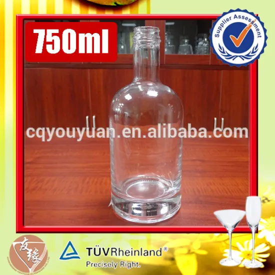 75cl alcoholic cork lid screw cap clear glass boston white glass bottle