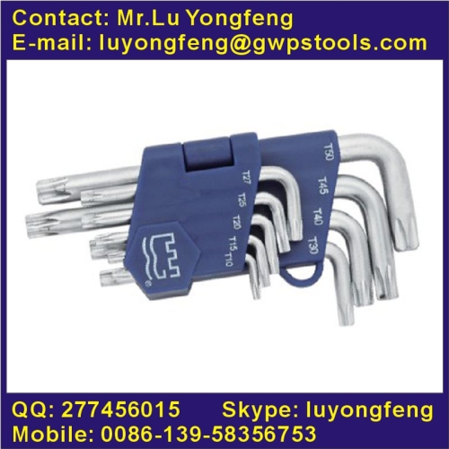 9pcs satin-finished allen key set with torx end