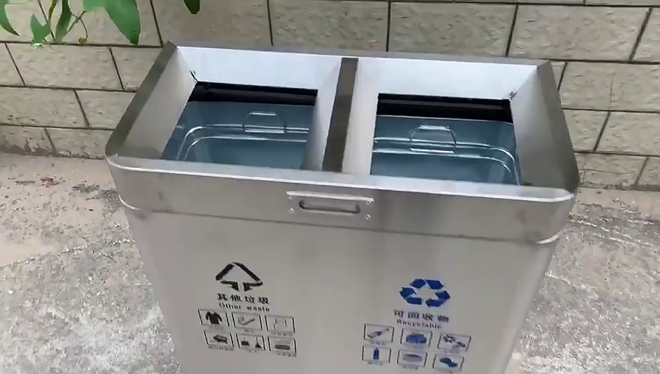 Eco-Friendly Outdoor Waste Bin with Classification