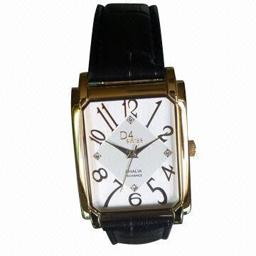 Fashionable Watch with Zinc-alloy or Brass Case and PU Leather Bend