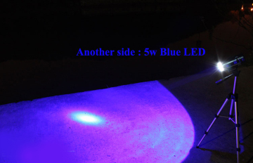 White & Blue LED Rechargeable Fishing Light Lamp Torch Tripod Dual Light Source