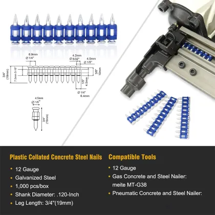 Gas nails for construction projects