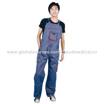 Reinforeced Bib Pants, Elastic Waist, with Pockets