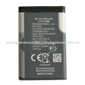 Well Tested Li-ion Battery BL-5C for Nokia, Good Quality with Good Warranty