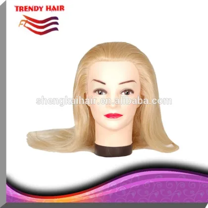 Quality human hair training head blond