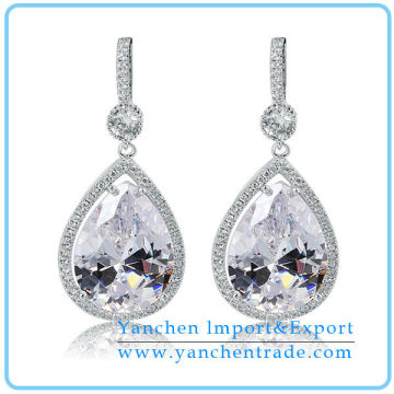 2014 Gorgeous Design AAA CZ Diamond Waterdrop Stud Earring with Shiny Pendant