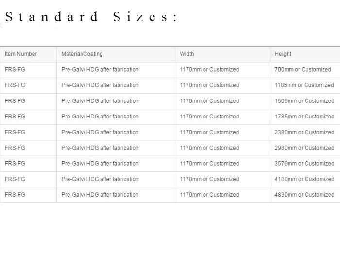 Farm bar gate standard sizes