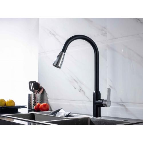 Single Handle Black Pull Down Kitchen Faucet